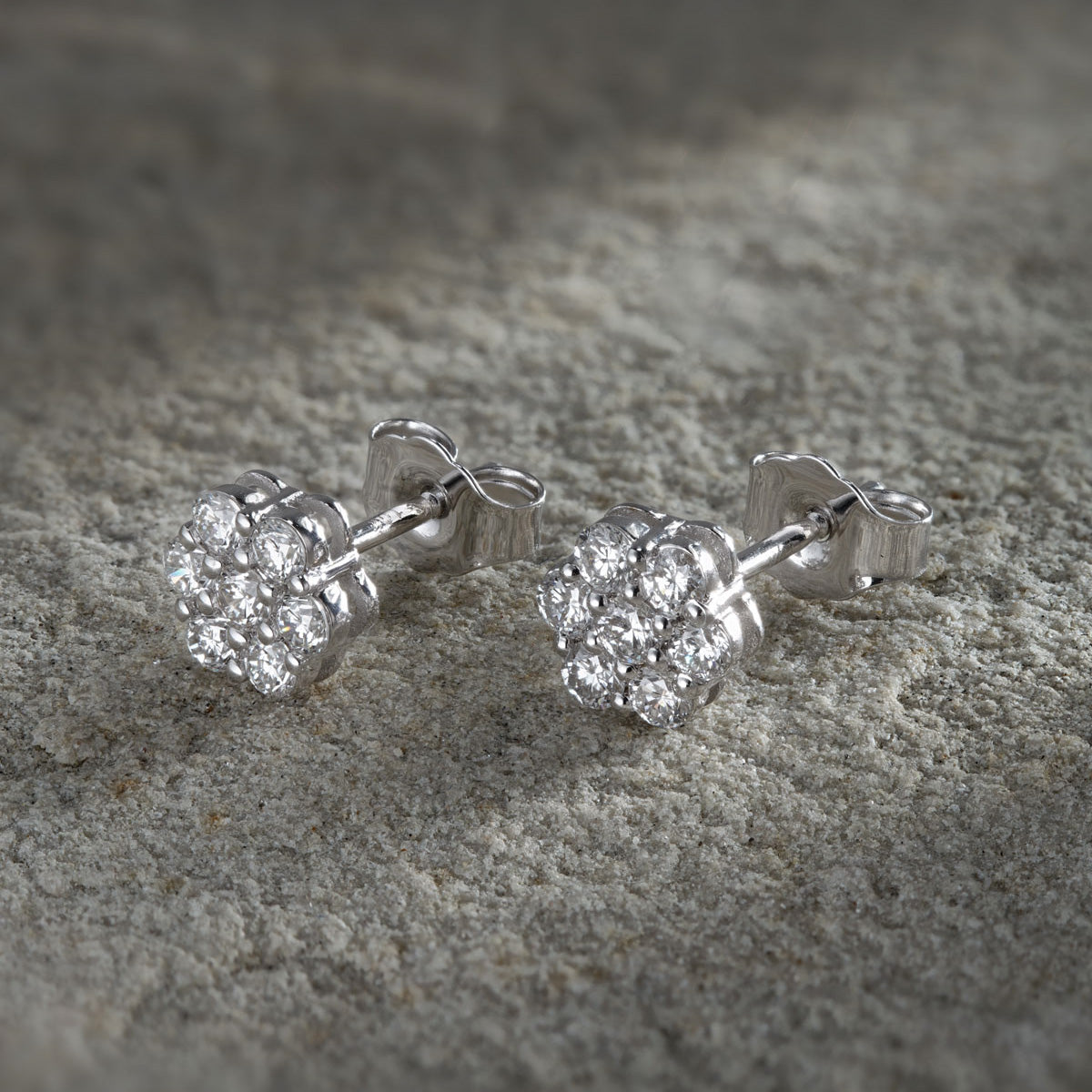 Lab Diamond Cluster Earrings 0.50ct H/SI Quality set in 9K White Gold